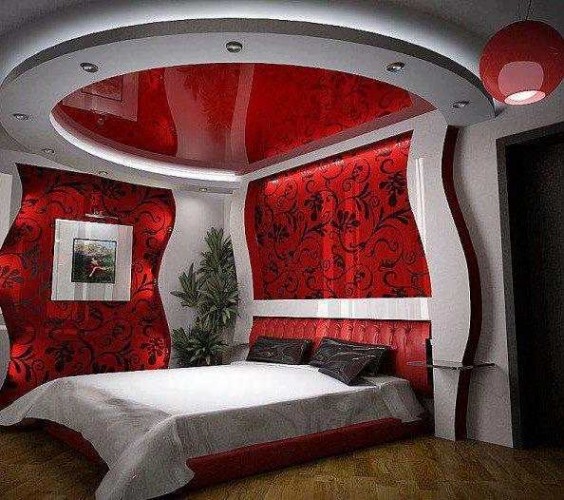 Kırmızı desenli yatak odaları