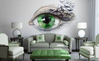 3 boyutlu gözlü salon dekorasyonu