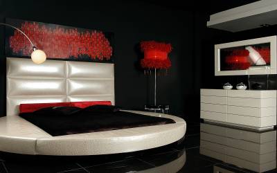 Siyah kırmızı yatak odası dekorasyonu