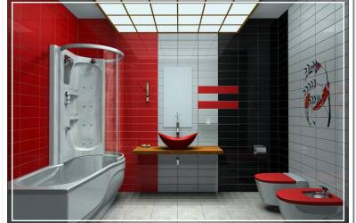 Kırmızı banyo dekorasyonları