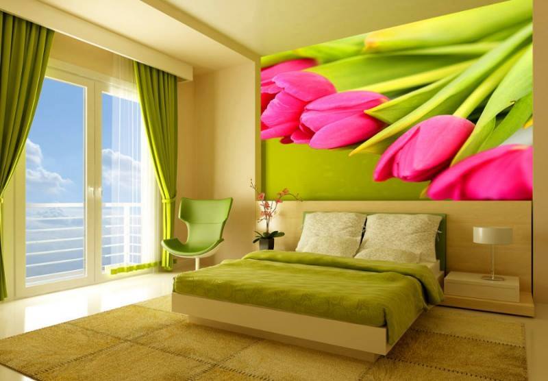 Yeşil yatak odası dekorasyonu