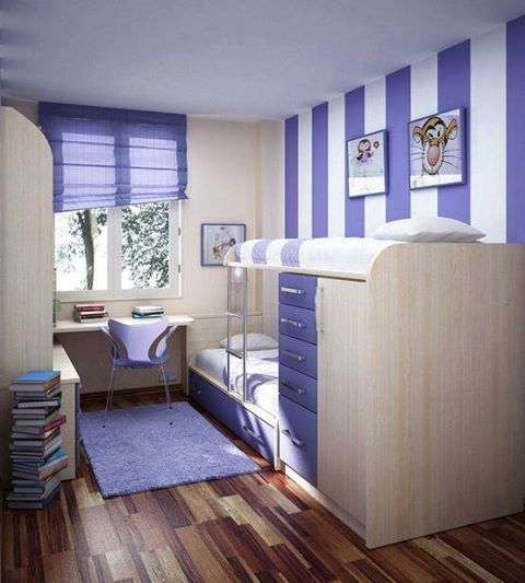 Mavi beyaz çocuk odası dekorasyonu