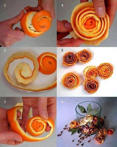 Portakal kabuğu ile şık dekoratif çiçek yapımı