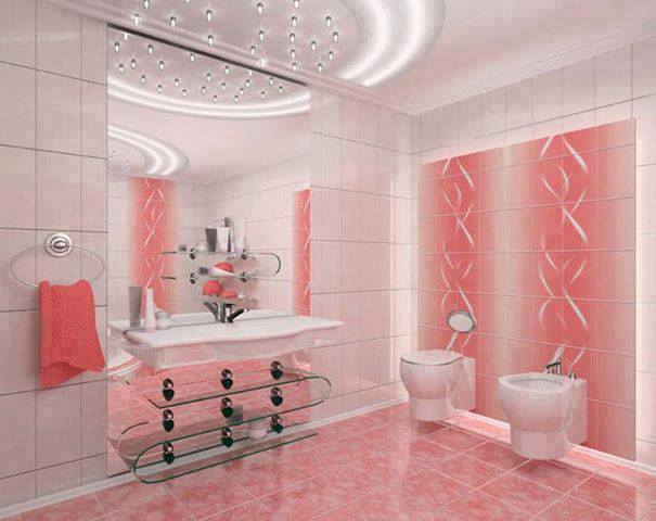 Modern pembe banyo