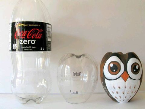 Plastik şişelerden baykuş yapımı
