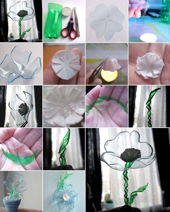 Plastik şişelerden çiçek yapımı