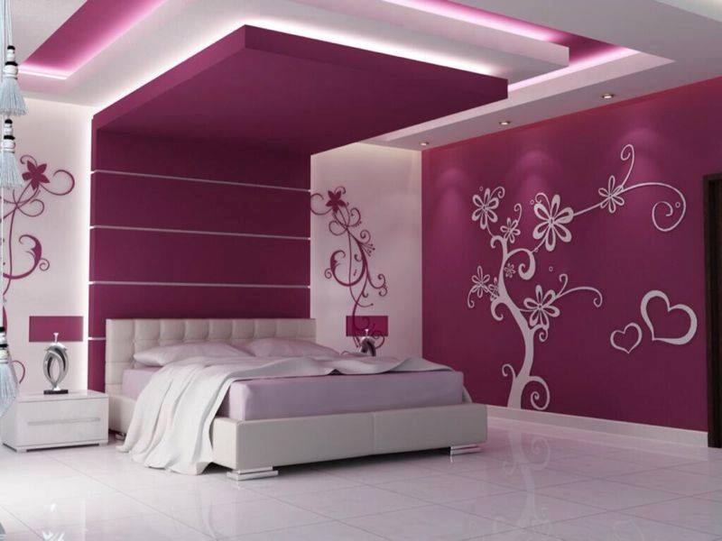 Desenli yatak odası duvar kağıdı
