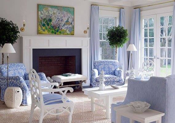 Mavi beyaz oturma odaları