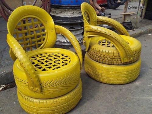 arab lastikleri ile dekoratif koltuk yapımı