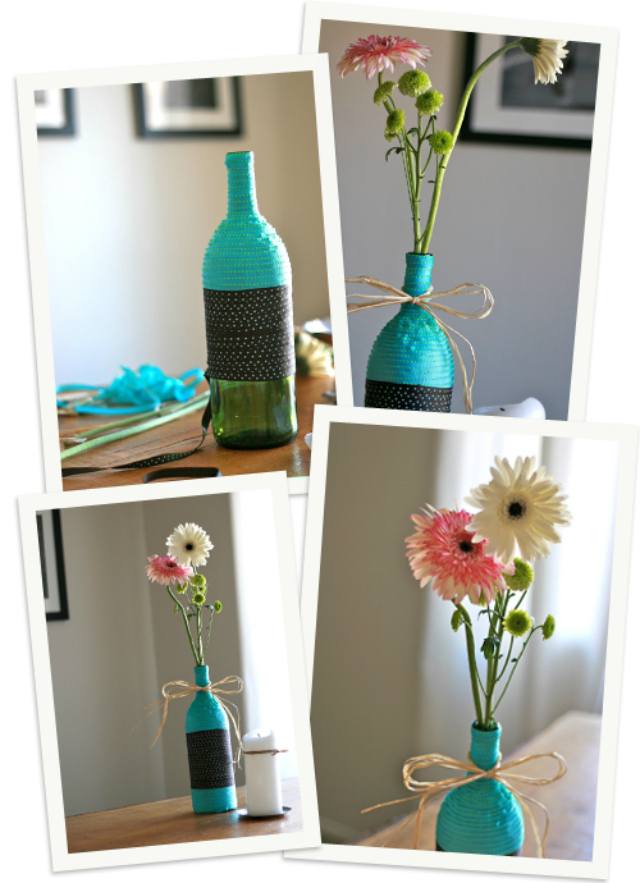 Şişeler ile dekorasyon vazo yapma
